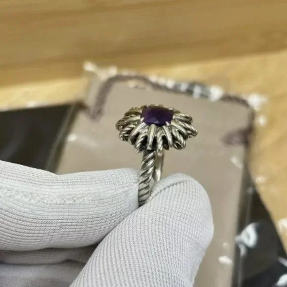 DAVID YURMAN amethyst STARBURST ring, Sz 6.25 - Picture 7 of 8